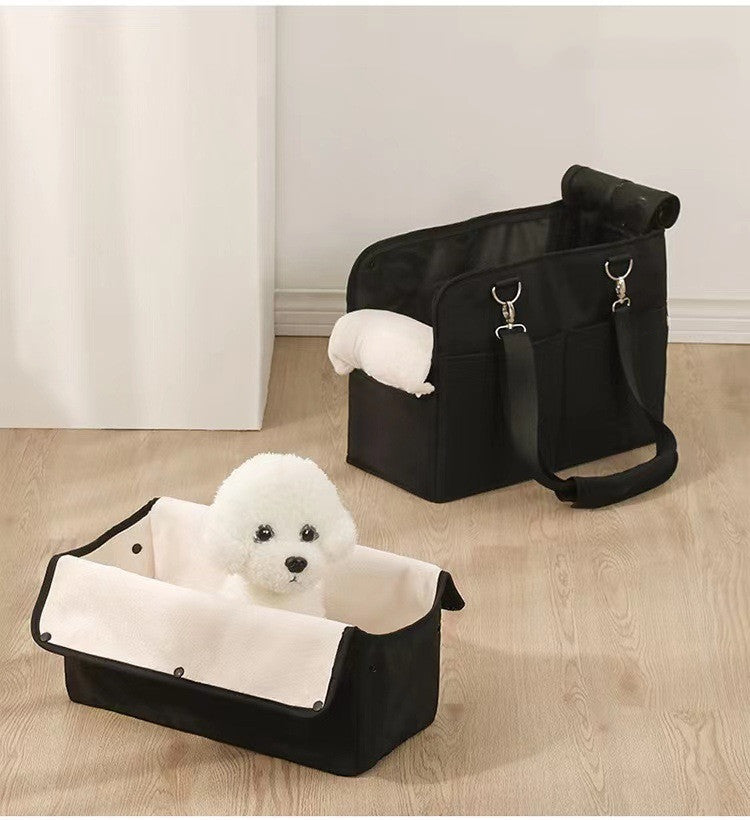KFX-3661757 Korean Summer Portable Medium Soft Nylon Dog Bag in Pink and Black