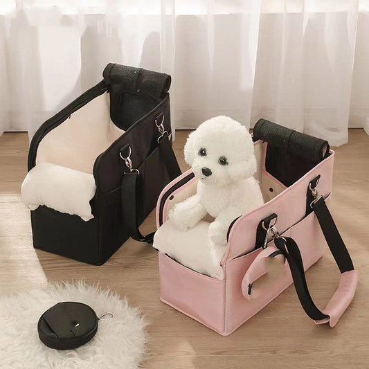 KFX-3661757 Korean Summer Portable Medium Soft Nylon Dog Bag in Pink and Black