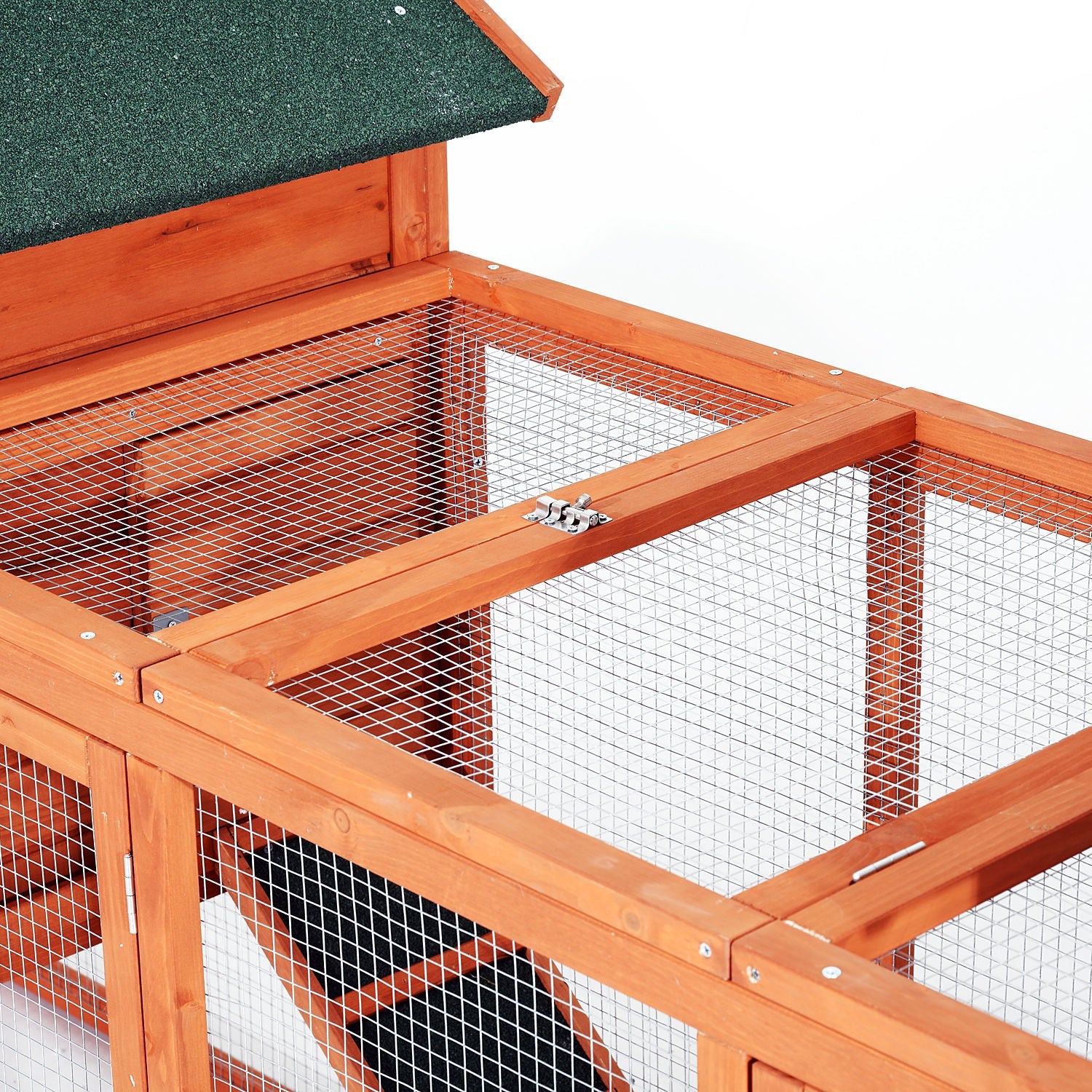 KFX-3663165 Large Dual Chicken Coop with Nesting Boxes and Outdoor Ramps for Backyard Poultry