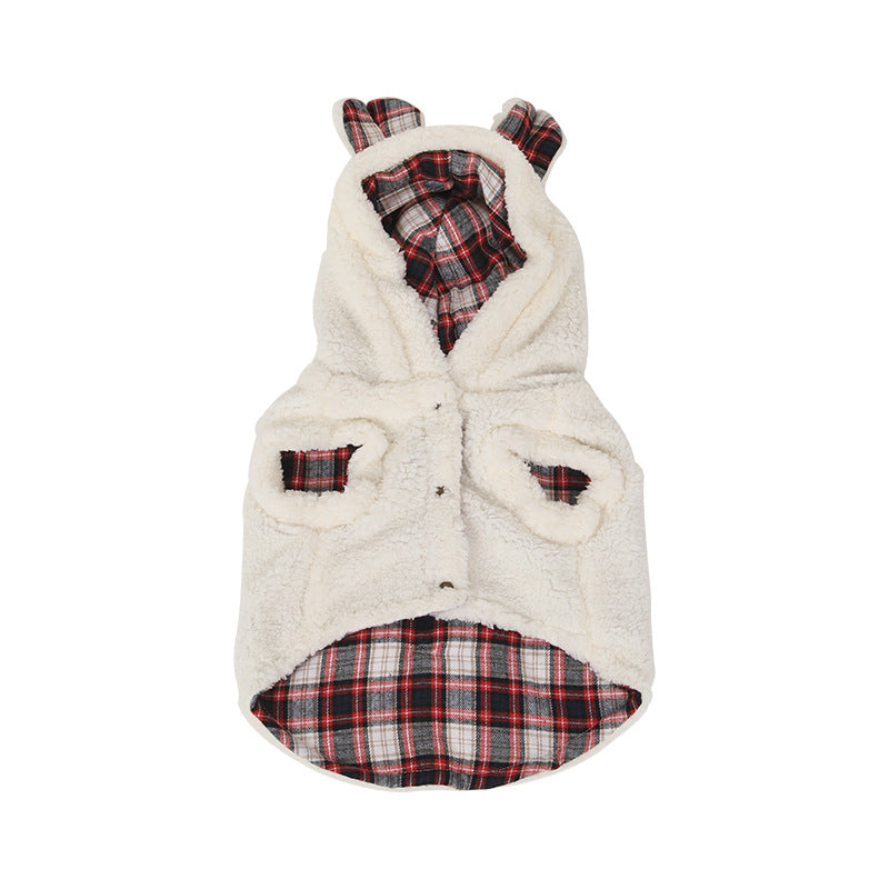 KFX-3663933 Winter Fleece-Lined Pet Apparel in Plaid Patterns - Sizes S to XXL