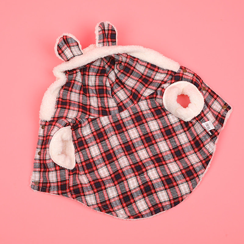KFX-3663933 Winter Fleece-Lined Pet Apparel in Plaid Patterns - Sizes S to XXL