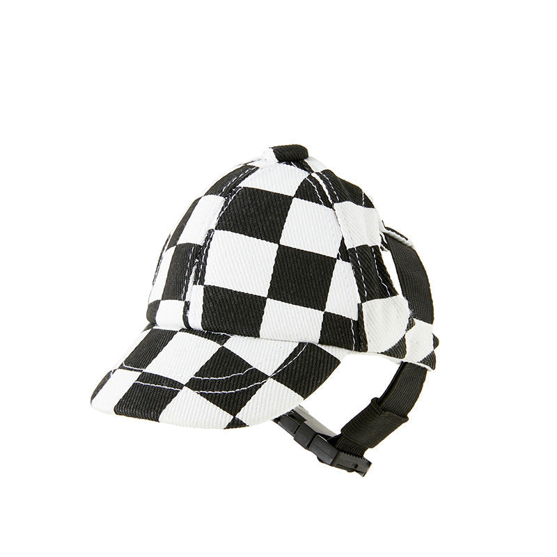 KFX-3664317 Plaid Cotton Hat for Small to Medium Dogs in Brown and Black