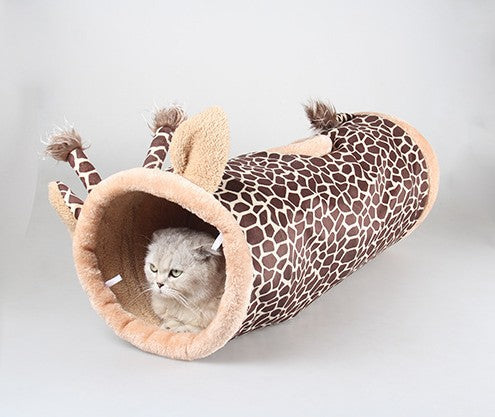 KFX-3664573 Cartoon Animal Plush Sounding Toys - Black Cat, Dinosaur, Giraffe, Cat Tunnel, 24cm Diameter, Flannel Paper