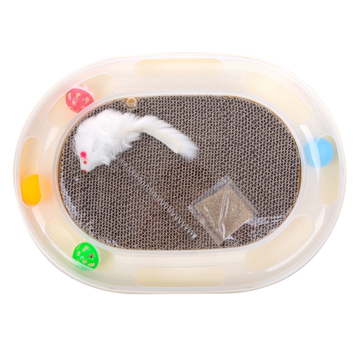 KFX-3665469 Multifunctional Cat Scratcher and Claw Sharpener Made of Durable Corrugated Paper