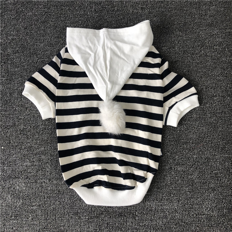 KFX-3667645 Cute Cotton Bulldog Clothing for Small and Medium Dogs - Striped Red and White or Blue and White