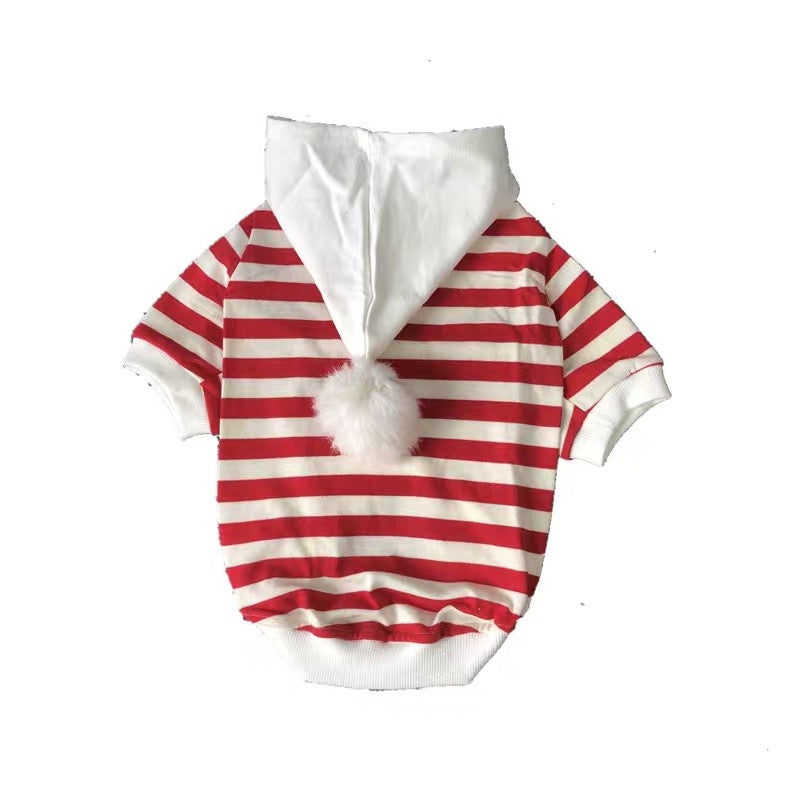 KFX-3667645 Cute Cotton Bulldog Clothing for Small and Medium Dogs - Striped Red and White or Blue and White