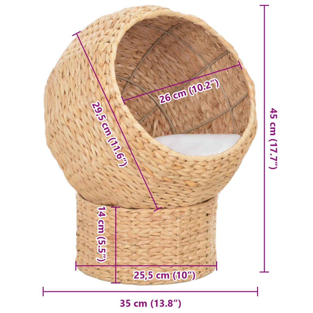 KFX-3668541 Natural Seagrass Cat Basket with Removable Cushion for Cozy Indoor Relaxation