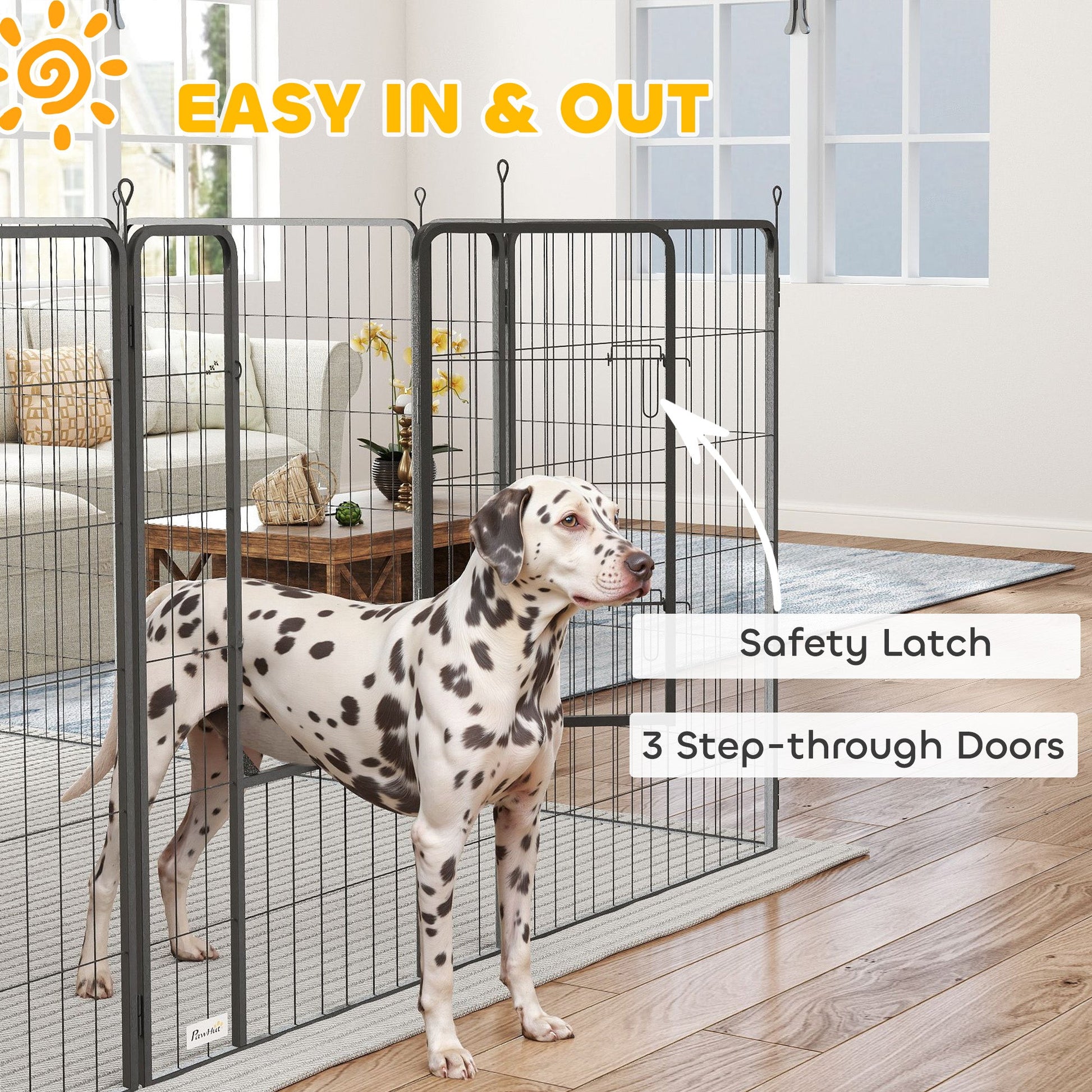 KFX-3668925 24-Panel Indoor Outdoor Dog Playpen, 44.5" High with Lockable Door and Customizable Shapes for Pet Exercise