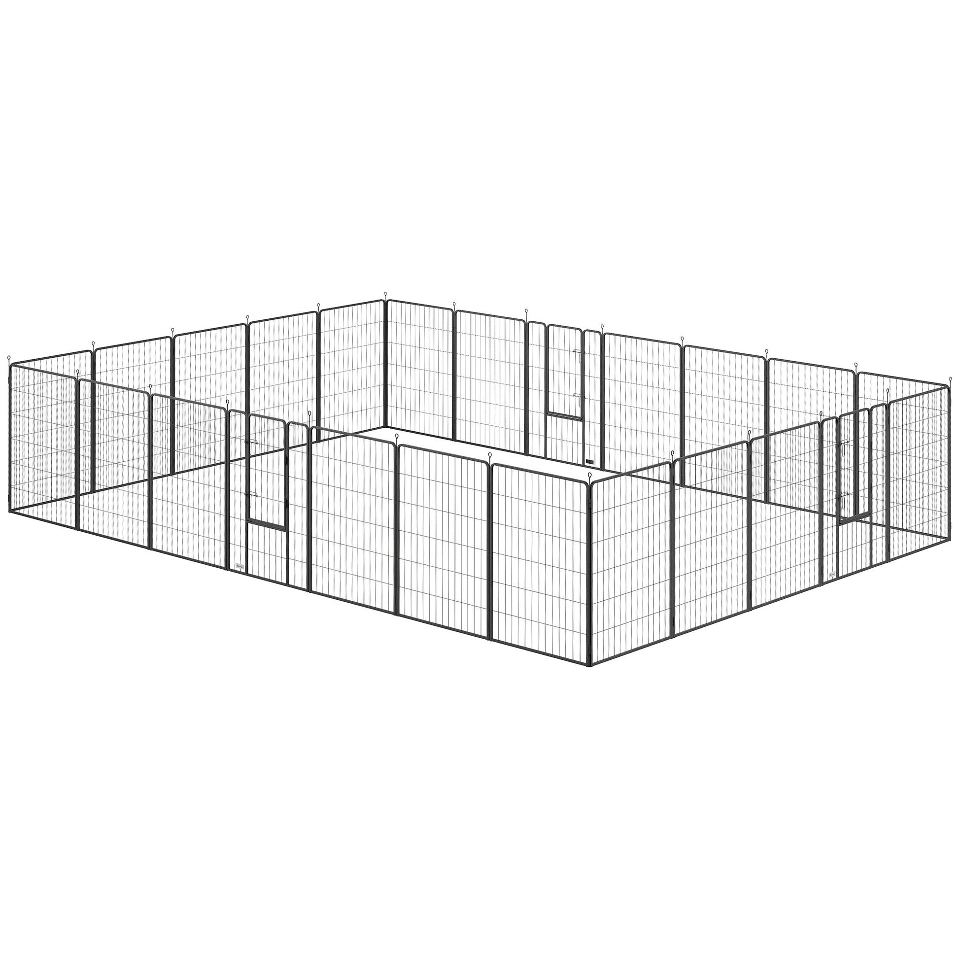 KFX-3668925 24-Panel Indoor Outdoor Dog Playpen, 44.5" High with Lockable Door and Customizable Shapes for Pet Exercise