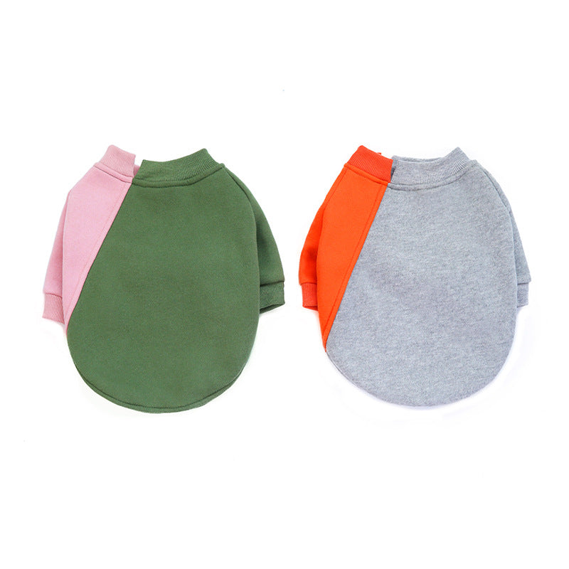 KFX-3670333 Fleece Pet Sweater with Contrast Stitching - Soft Cotton-Polyester Blend, Stylish Color-Blocking Design