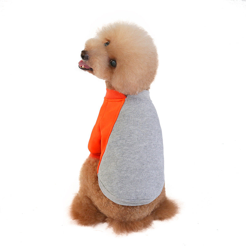 KFX-3670333 Fleece Pet Sweater with Contrast Stitching - Soft Cotton-Polyester Blend, Stylish Color-Blocking Design