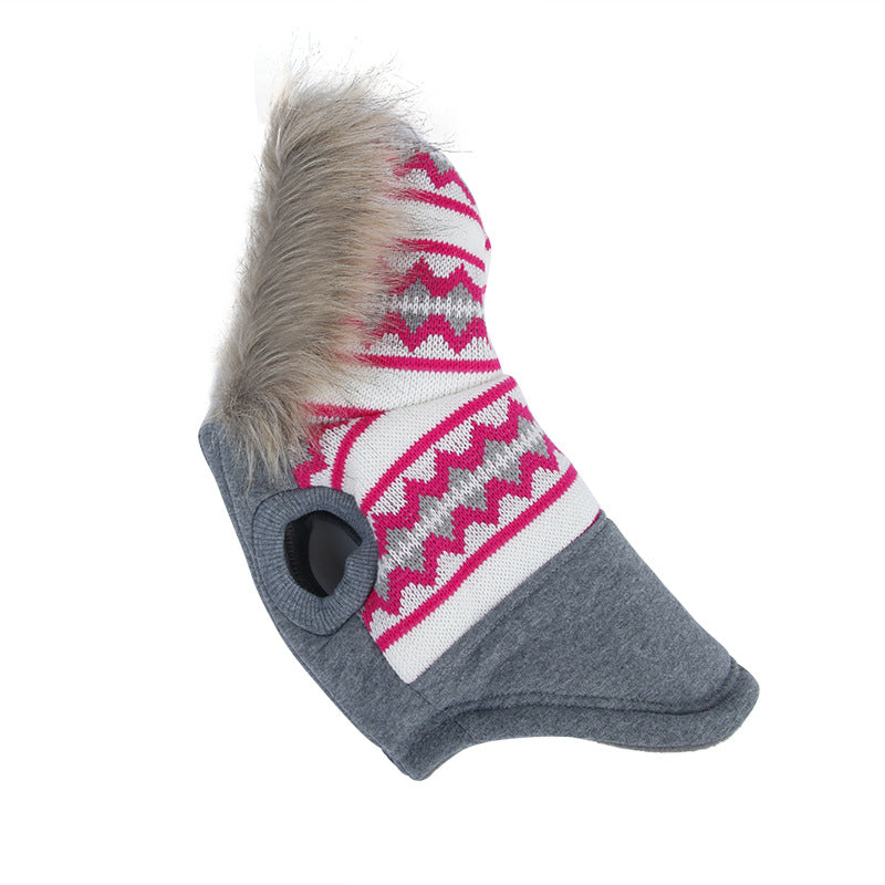 KFX-3671613 Gray Two-Legged Dog Trench Coat with Plush Fur Collar
