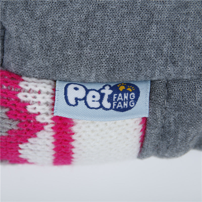 KFX-3671613 Gray Two-Legged Dog Trench Coat with Plush Fur Collar