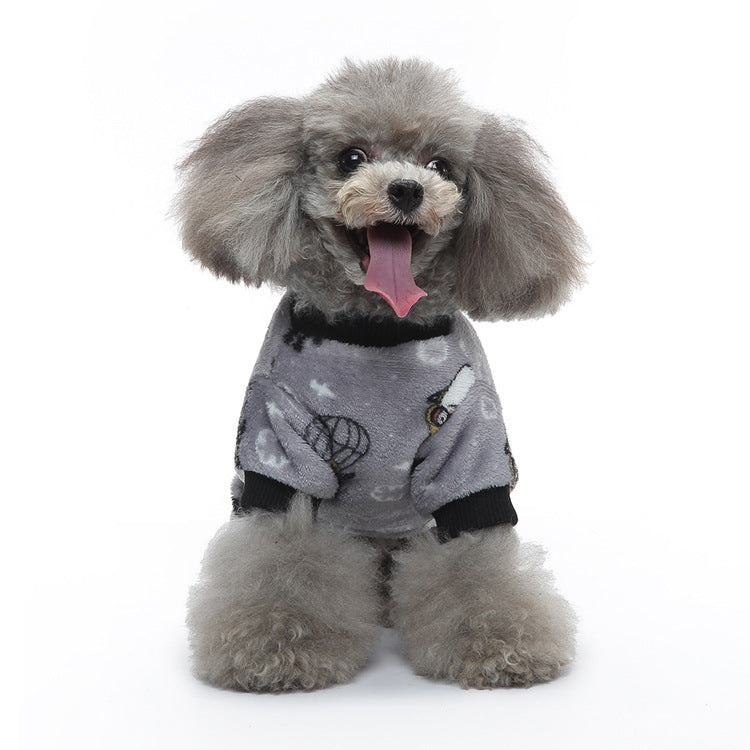 KFX-3671869 Autumn-Themed Plush Dog Pajamas in Grey Penguin and Ladybird Styles, Comfortable Polyester Fabric
