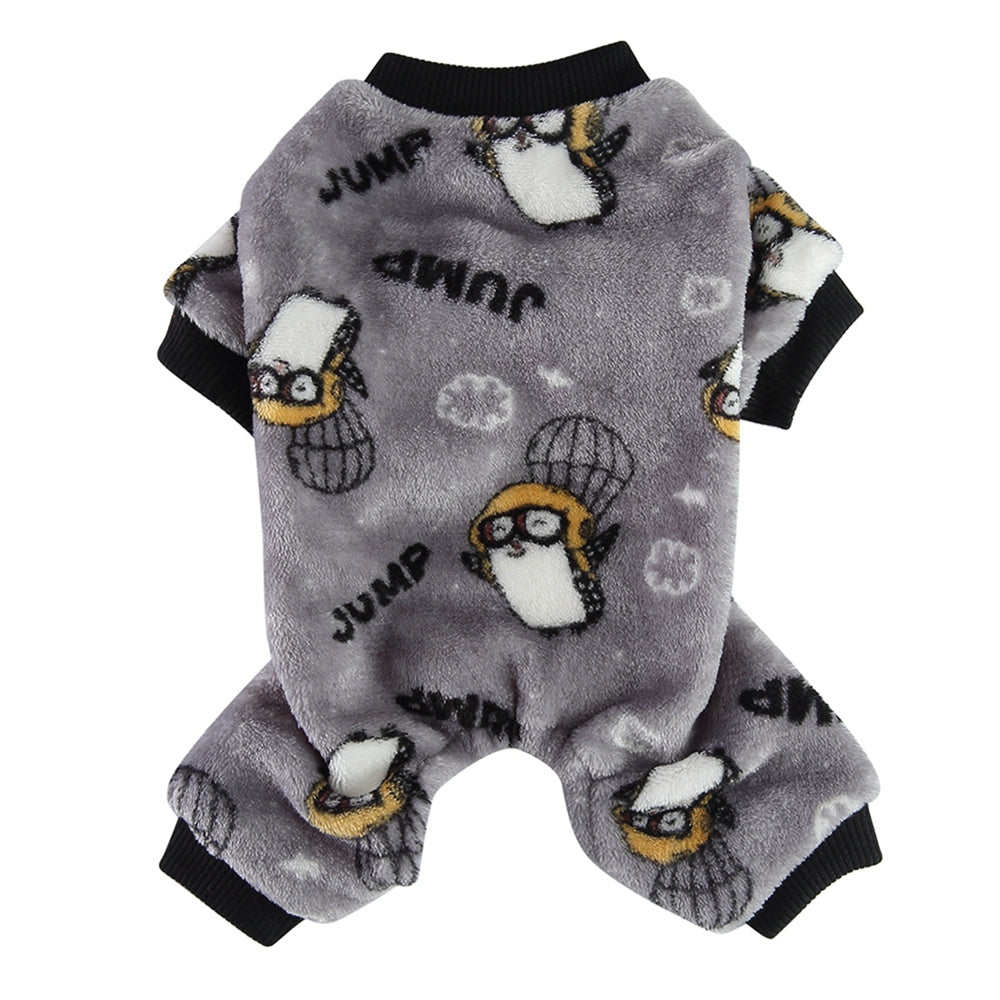 KFX-3671869 Autumn-Themed Plush Dog Pajamas in Grey Penguin and Ladybird Styles, Comfortable Polyester Fabric
