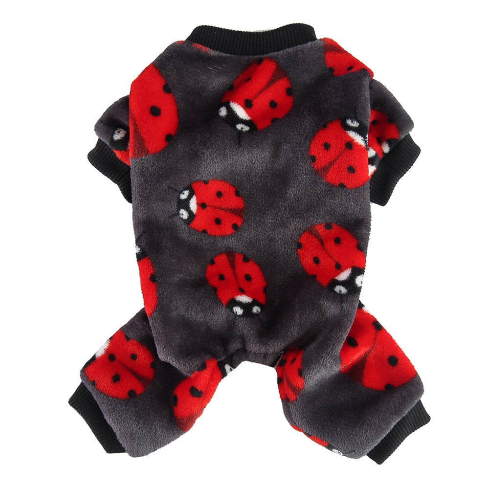 KFX-3671869 Autumn-Themed Plush Dog Pajamas in Grey Penguin and Ladybird Styles, Comfortable Polyester Fabric