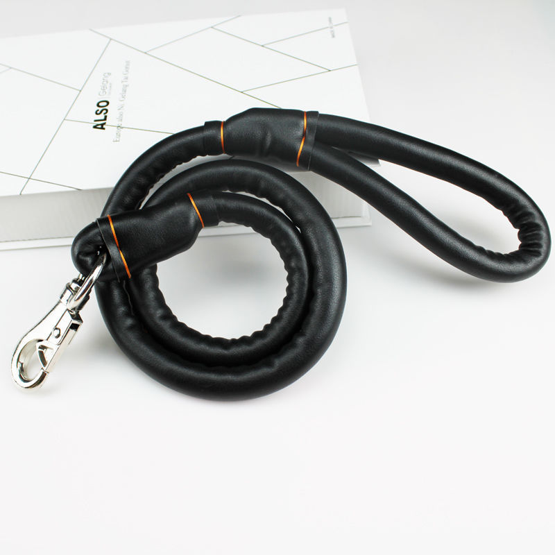 KFX-3673021 Medium to Large Leather Dog Collar with Traction Rope for Golden Retriever and Husky