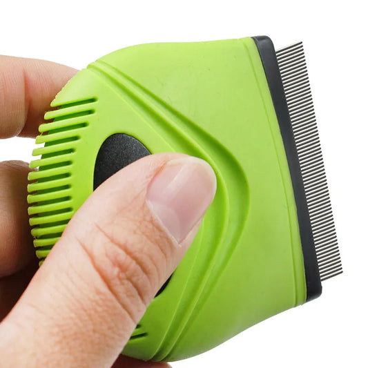 KFX-3676605 Travel-Friendly Handheld Flea and Tick Comb for Cats and Dogs with Stainless Steel Fine-Tooth Design
