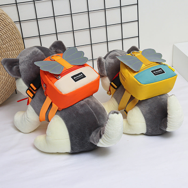 KFX-3677245 Pet Canvas Backpack for Small Dogs with Towing Rope - Casual and Simple Design in Green, Orange, and Beige
