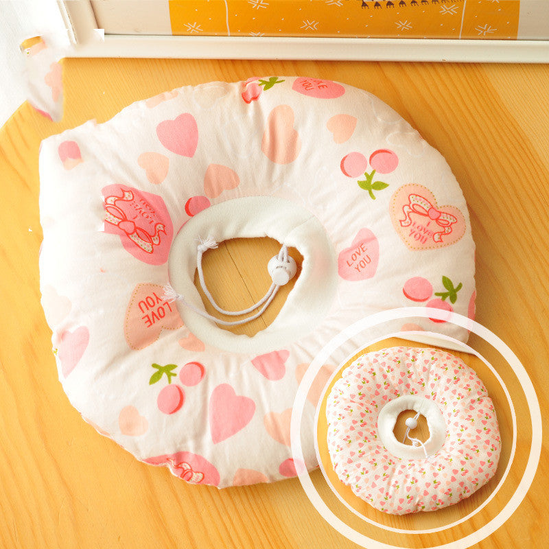 KFX-3678397 Anti-Bite and Anti-Lick Headgear for Pets in Love Pink with Stylish Patterns
