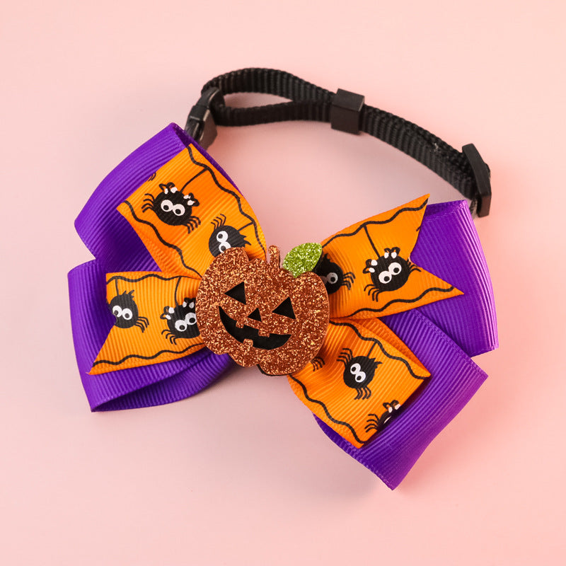 KFX-3678781 Pumpkin Bow Tie with Bell for Cats and Dogs - Halloween Costume Accessory