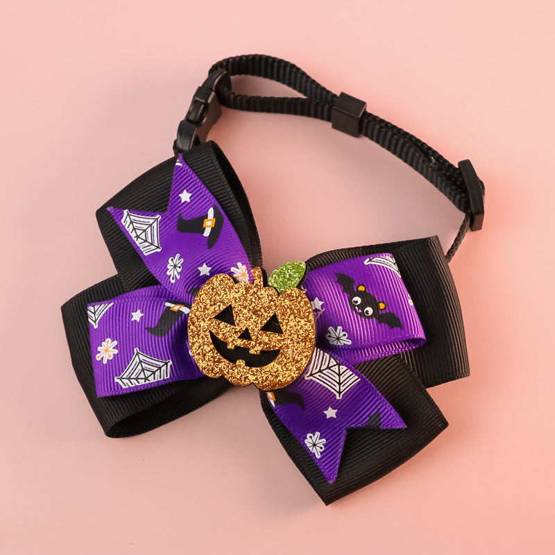 KFX-3678781 Pumpkin Bow Tie with Bell for Cats and Dogs - Halloween Costume Accessory