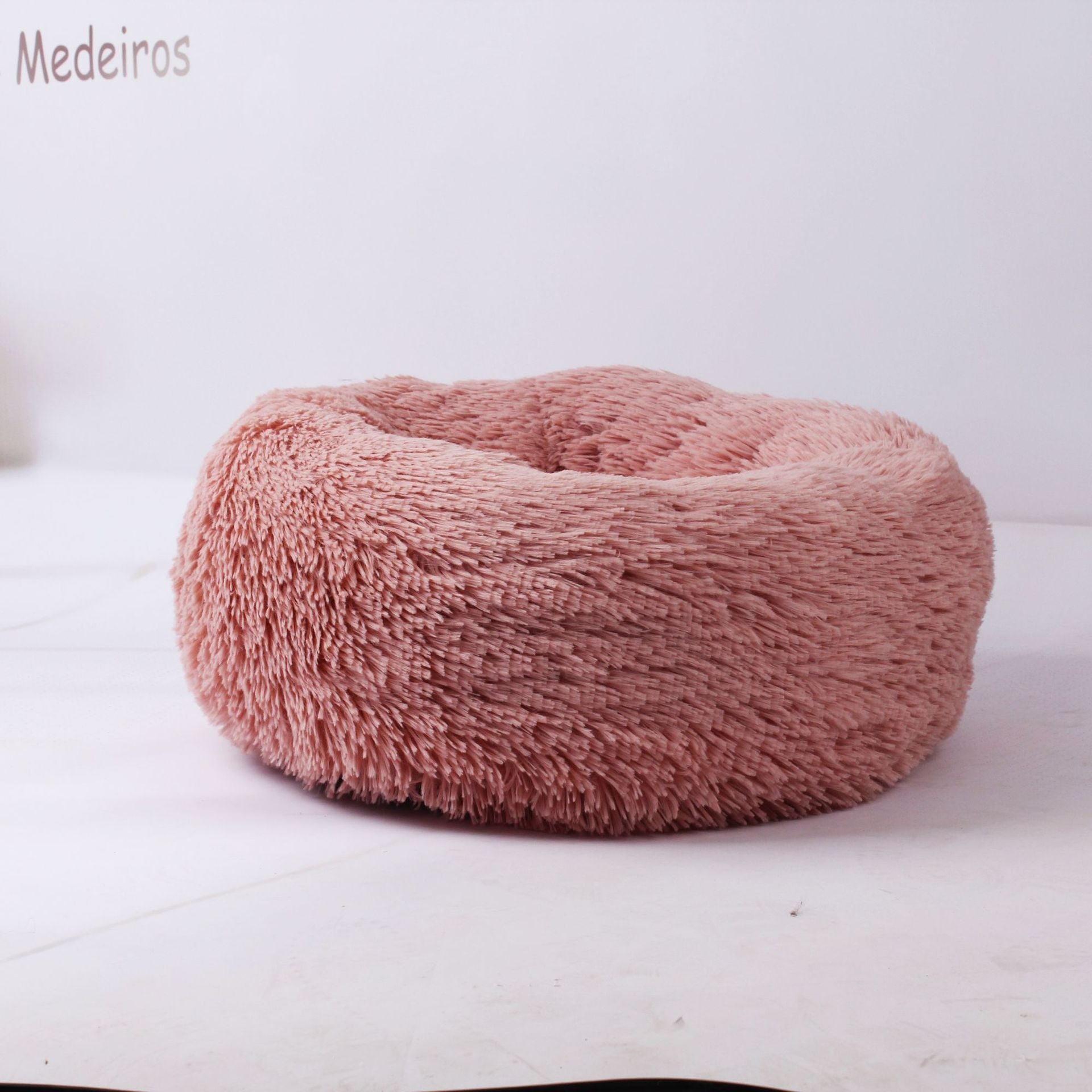 KFX-3680829 Calming Round Plush Pet Nest Bed for Small Dogs and Cats, Soft Vegan Fabric, 110cm Diameter