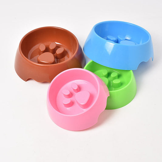 KFX-3680957 Anti-Choke Slow Feed Dog Bowl - Thickened Plastic Feeding Basin in Multiple Colors