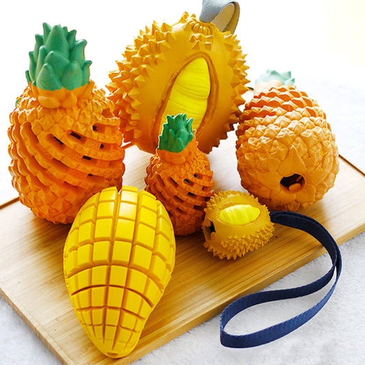 KFX-3681597 Chewable Fruit-Shaped Dog Toy for Teeth Cleaning and Playtime Fun