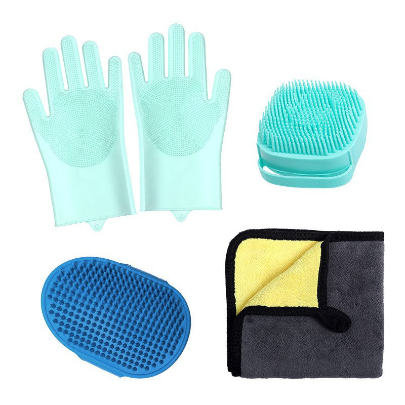 KFX-3682365 Silicone Pet Bathing Gloves Set for Dogs - 3 to 9 Pieces in Various Colors