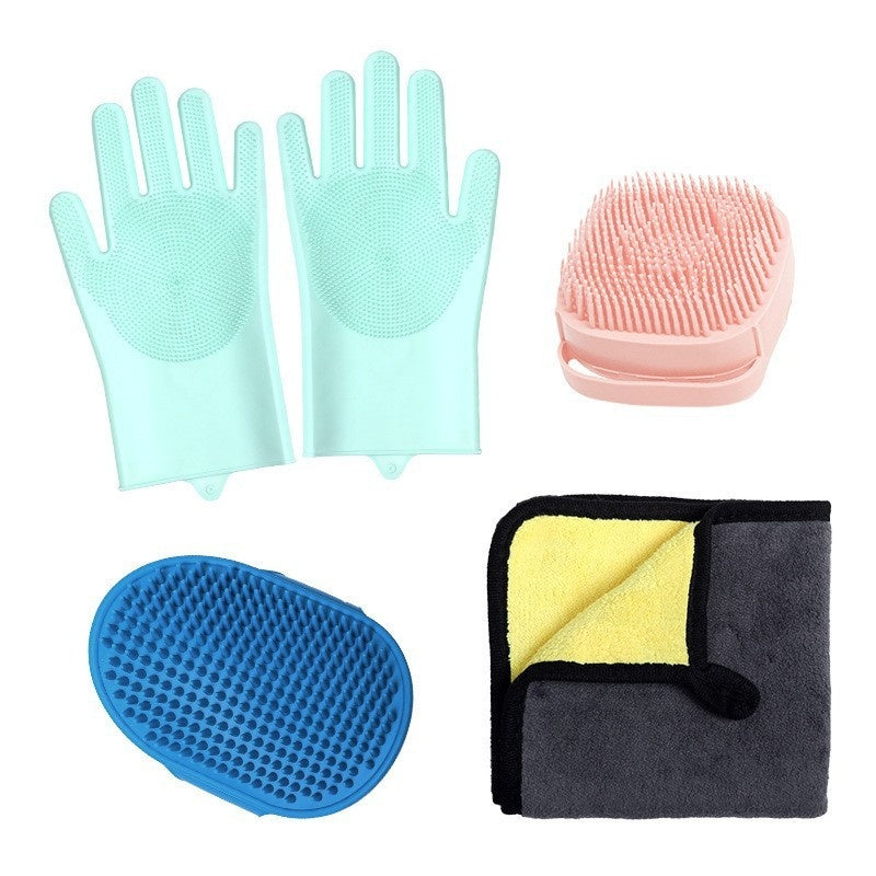KFX-3682365 Silicone Pet Bathing Gloves Set for Dogs - 3 to 9 Pieces in Various Colors