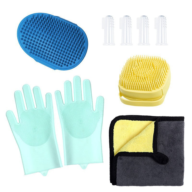 KFX-3682365 Silicone Pet Bathing Gloves Set for Dogs - 3 to 9 Pieces in Various Colors