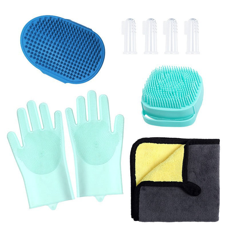 KFX-3682365 Silicone Pet Bathing Gloves Set for Dogs - 3 to 9 Pieces in Various Colors