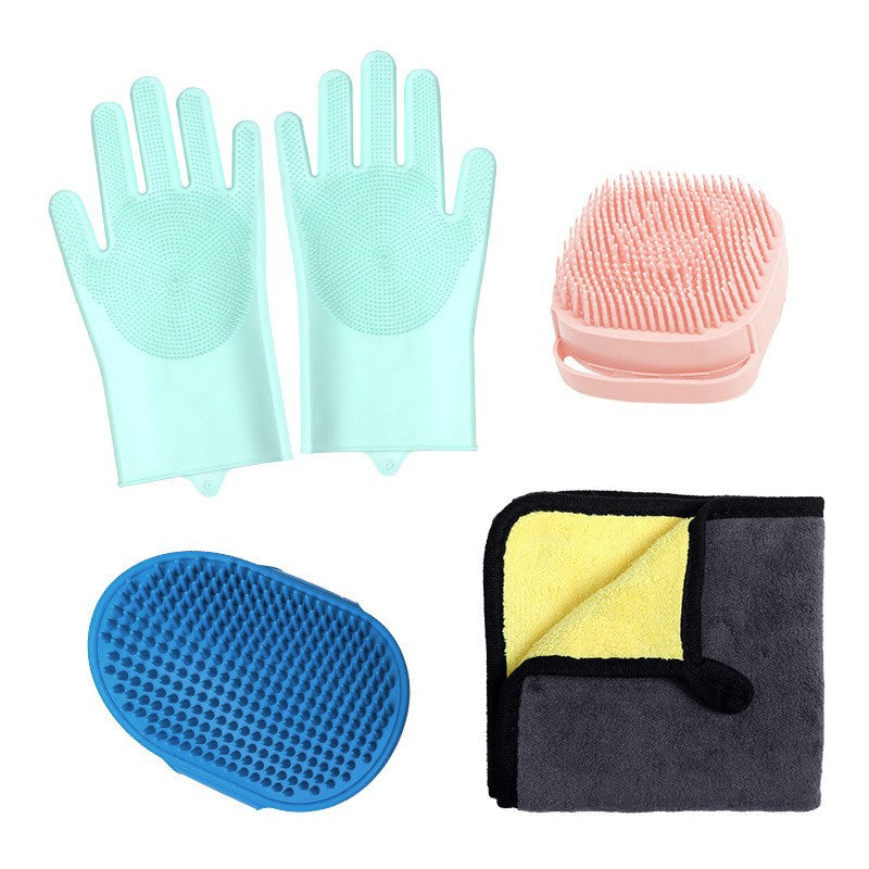KFX-3682365 Silicone Pet Bathing Gloves Set for Dogs - 3 to 9 Pieces in Various Colors