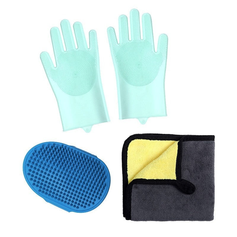 KFX-3682365 Silicone Pet Bathing Gloves Set for Dogs - 3 to 9 Pieces in Various Colors