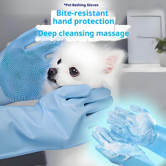 KFX-3682365 Silicone Pet Bathing Gloves Set for Dogs - 3 to 9 Pieces in Various Colors