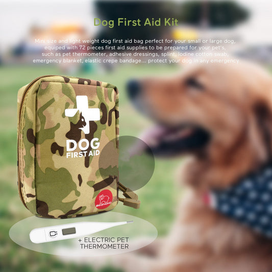 KFX-3683005 Outdoor Camouflage Dog First Aid Kit - 72 Essential Supplies for Emergency Care