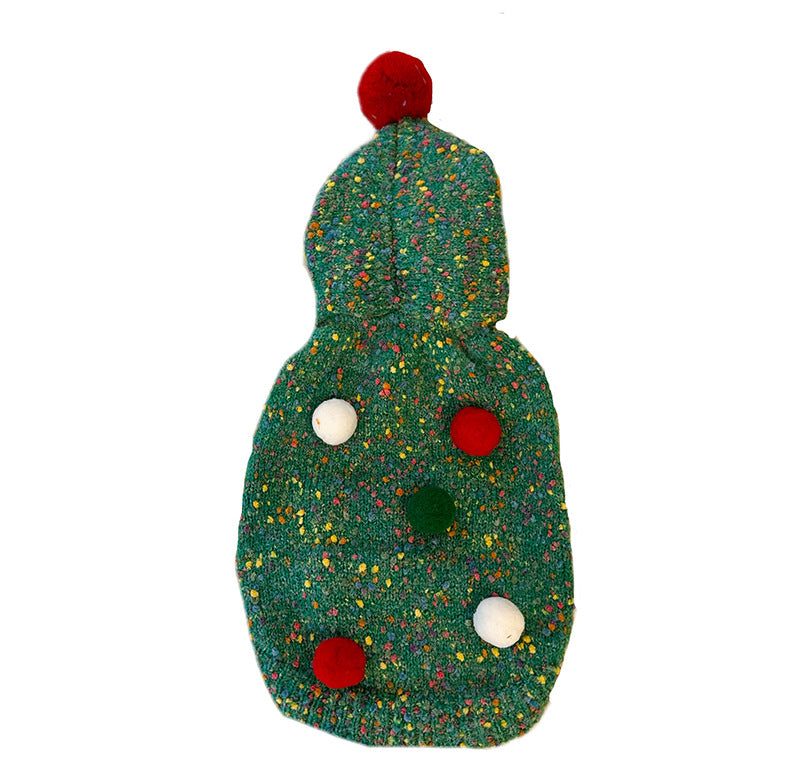 KFX-3684541 Warm Woolen Hooded Dog Vest for Autumn and Winter - Green - Sizes XS to XXL