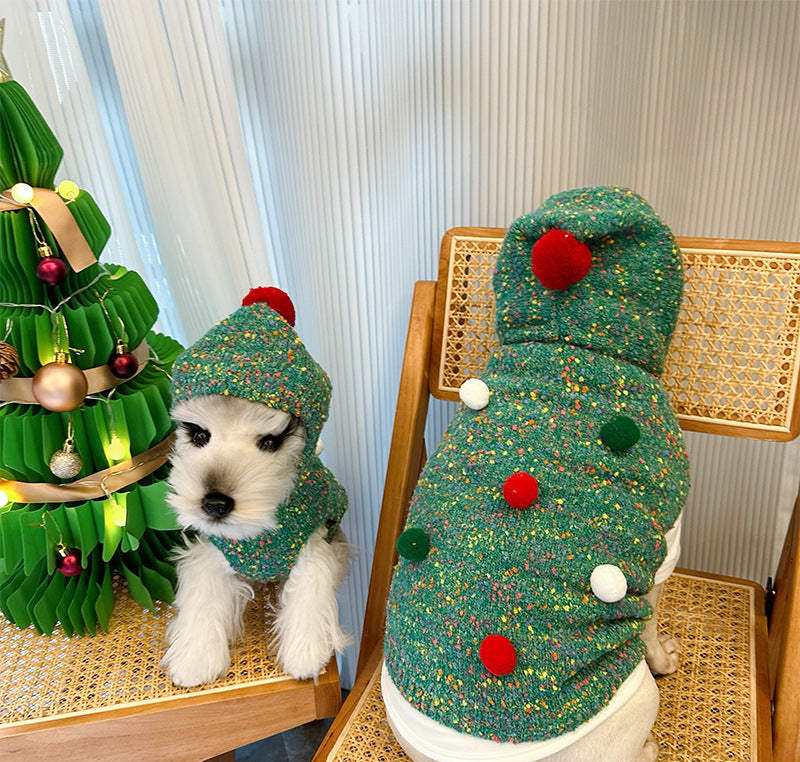 KFX-3684541 Warm Woolen Hooded Dog Vest for Autumn and Winter - Green - Sizes XS to XXL
