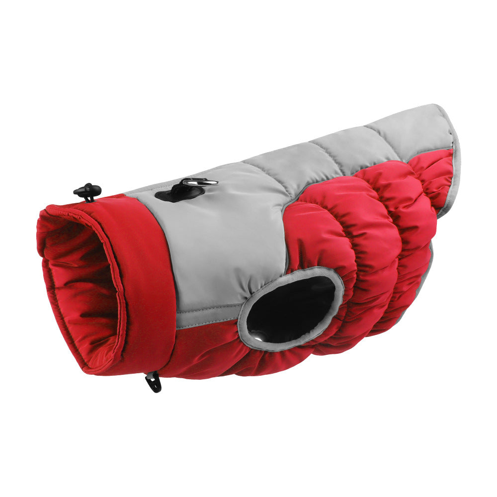 KFX-3686205 Cozy Waterproof Reversible Winter Dog Jacket - Thick Padded, Snow & Wind Resistant, Adjustable Collar, Reflective Design, 6 Sizes Available