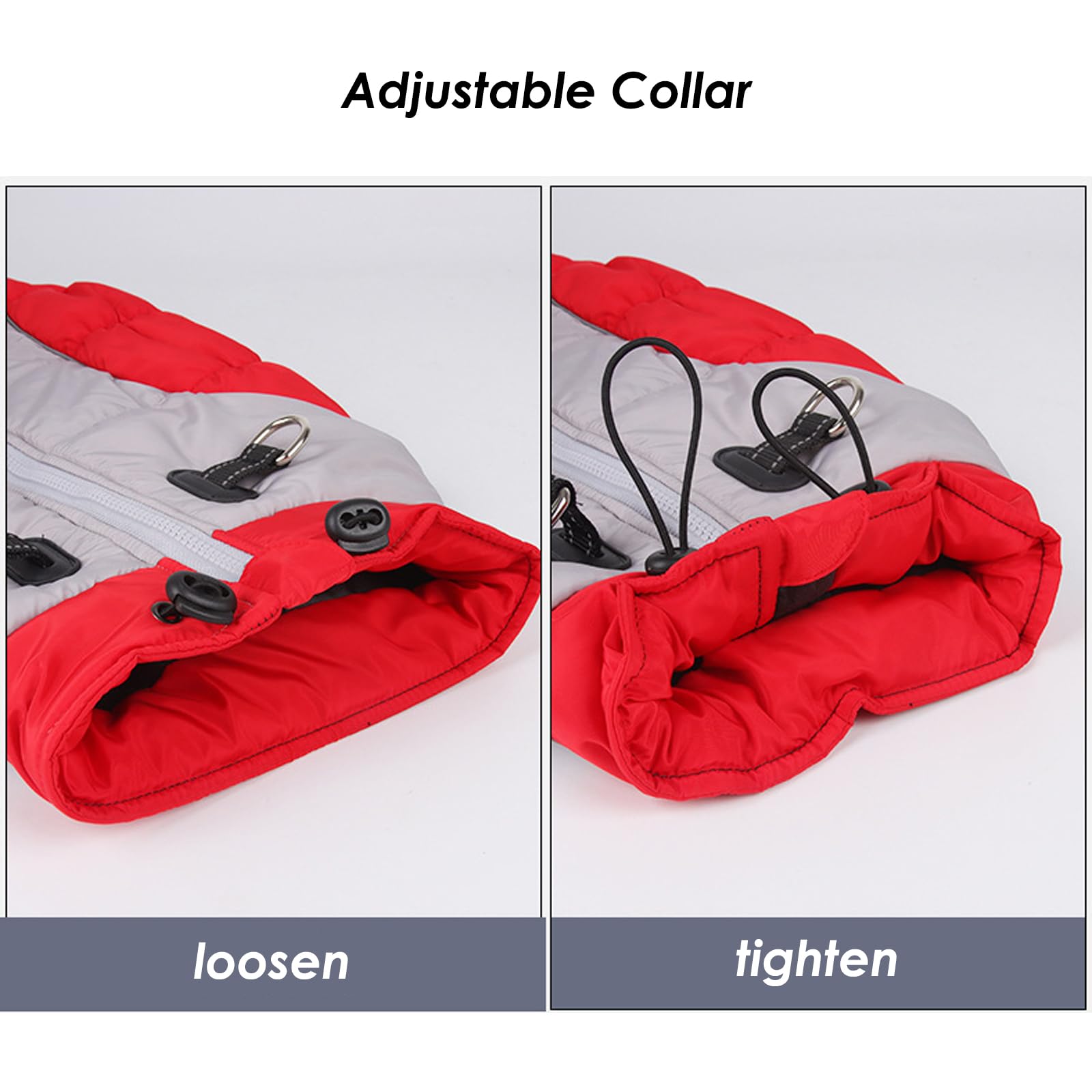 KFX-3686205 Cozy Waterproof Reversible Winter Dog Jacket - Thick Padded, Snow & Wind Resistant, Adjustable Collar, Reflective Design, 6 Sizes Available