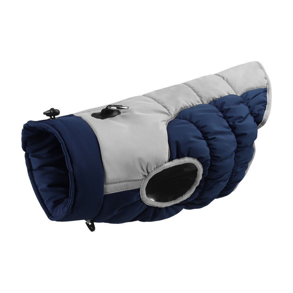 KFX-3686205 Cozy Waterproof Reversible Winter Dog Jacket - Thick Padded, Snow & Wind Resistant, Adjustable Collar, Reflective Design, 6 Sizes Available