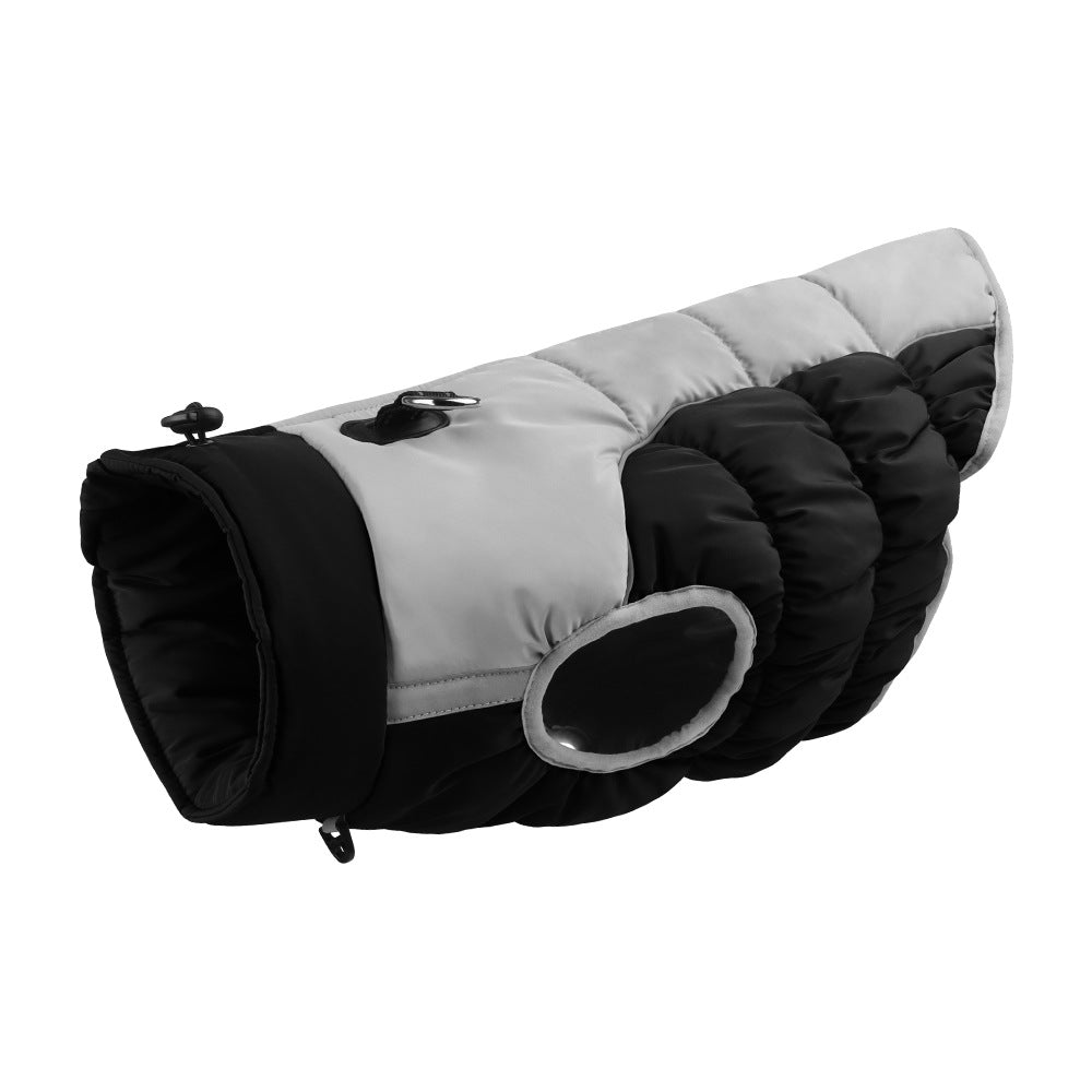 KFX-3686205 Cozy Waterproof Reversible Winter Dog Jacket - Thick Padded, Snow & Wind Resistant, Adjustable Collar, Reflective Design, 6 Sizes Available