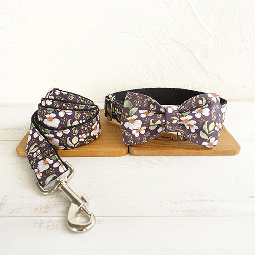 KFX-3686333 Stylish Polyester Dog Collar with Bow and Rope Set