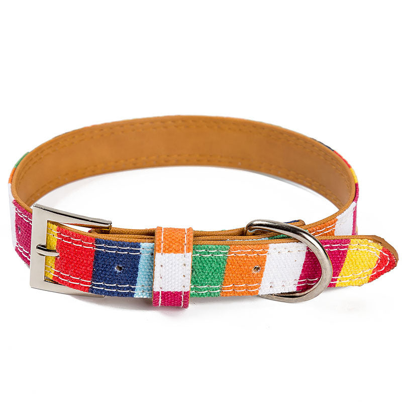 KFX-3694269 Colorful PU Leather Dog Collar for Small and Large Dogs - Adjustable Size S, M, L