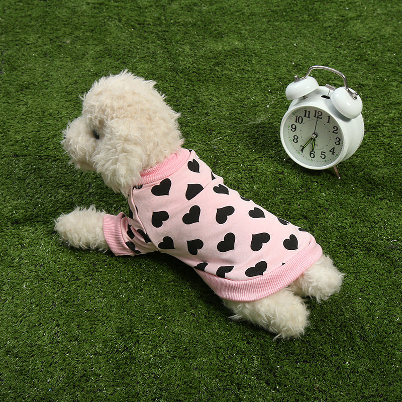 KFX-3694653 Cute Pink Heart Dog Hoodie – Cotton Puppy Apparel Available in Multiple Sizes