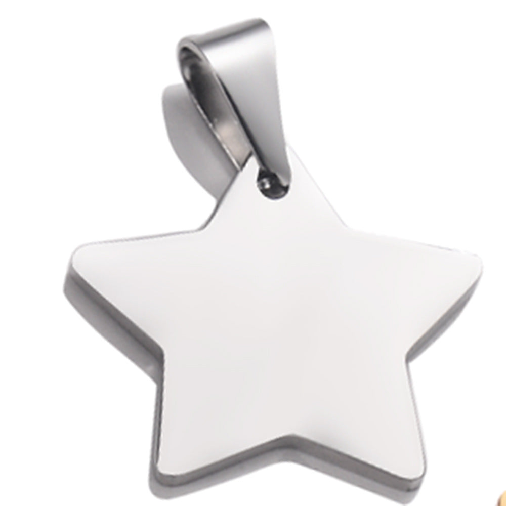 KFX-3694909 Stainless Steel Five-pointed Star Pendant Necklace with 60cm Round Bead Chain