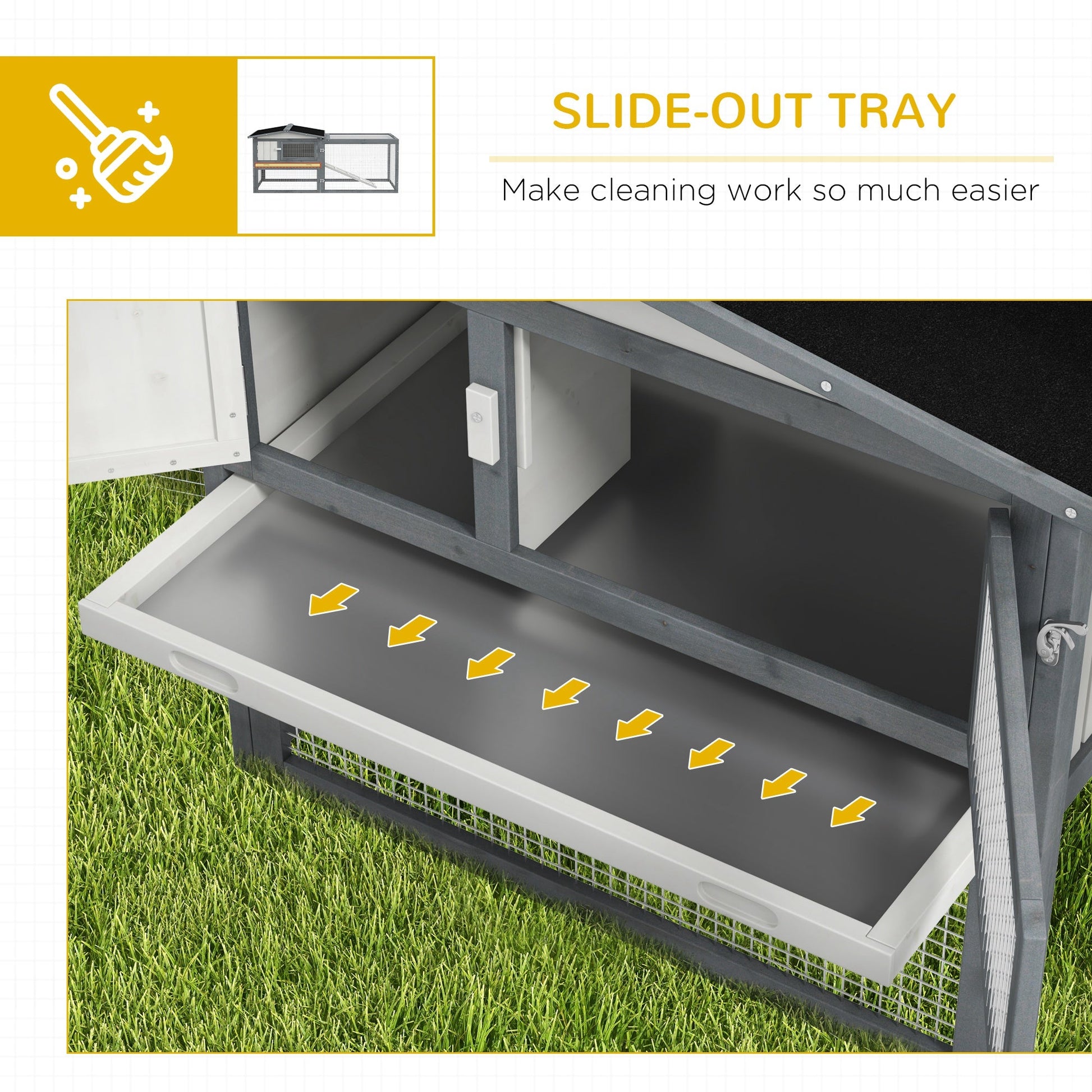 KFX-3695933 Large Outdoor Rabbit Hutch with Run, Removable Tray, Feeding Trough, and Ramp - Weatherproof Design in White