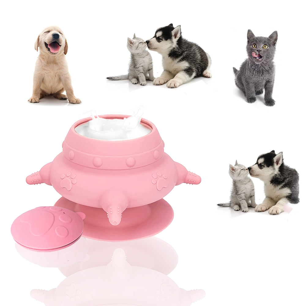 KFX-3696061 Silicone Puppy Feeder with 4 Teats for Nursing Pets - Milk Bottle for Kittens, Puppies, and Rabbits