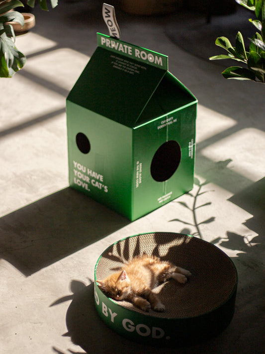 KFX-3696317 Corrugated Paper Cat Scratcher with Claw Grinder - Green, 31x33x50cm